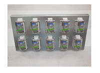 Regal für 10 x 100ml Klarlack-Additiv aus verzinktem Stahl